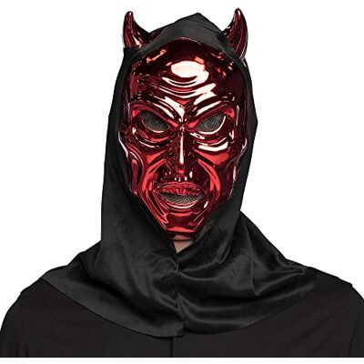 Boland Benelux Maske Schillernder Teufel rot mit Kapuze - Maske Boland Benelux Maske Schillernder Teufel rot mit Kapuze - Maske