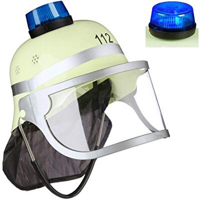 Relaxdays 10029923 Feuerwehrhelm Kinder, mit Blaulicht, Visier, Nackentuch & Kinnriemen, verstellbar, Feuerwehrmann Helm, gelb Relaxdays 10029923 Feuerwehrhelm Kinder, mit Blaulicht, Visier, Nackentuch & Kinnriemen, verstellbar, Feuerwehrmann Helm, gelb
