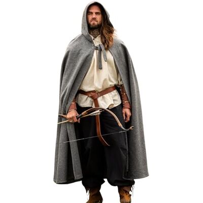 Leonardo Carbone ® Unisex Mittelalter Wollumhang mit Langer Kapuze Hervir Mittelalter Kleidung Damen & Herren, Cape Männer, Hobbit Kostüm, LARP-Kleidung, Wikinger, Cosplay, Halloween Leonardo Carbone ® Unisex Mittelalter Wollumhang mit Langer Kapuze Hervir Mittelalter Kleidung Damen & Herren, Cape Männer, Hobbit Kostüm, LARP-Kleidung, Wikinger, Cosplay, Halloween