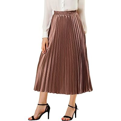 Allegra K Damen Weihnachten Hohe Taille A-Linie Elastisch Plissee Metallisch Party Faltenrock Maxirock Rock Kupfer L Allegra K Damen Weihnachten Hohe Taille A-Linie Elastisch Plissee Metallisch Party Faltenrock Maxirock Rock Kupfer L