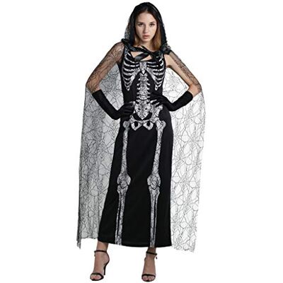 EraSpooky Damen Spinnennetz Skeleton Lady Halloween Kostüm EraSpooky Damen Spinnennetz Skeleton Lady Halloween Kostüm