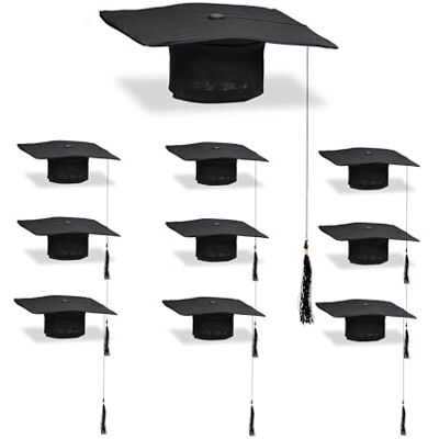 Relaxdays Doktorhut, 10er Set, Absolventenhut mit Quaste, für Abitur, Bachelor- & Masterabschluss, Abschlusshut, schwarz Relaxdays Doktorhut, 10er Set, Absolventenhut mit Quaste, für Abitur, Bachelor- & Masterabschluss, Abschlusshut, schwarz