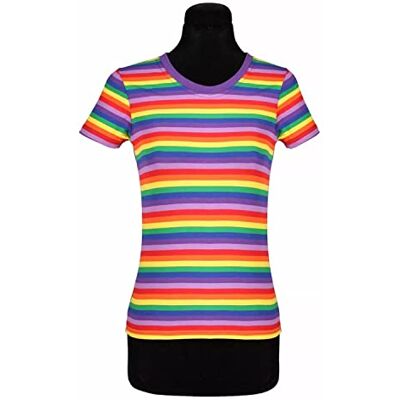 PARTY DISCOUNT NEU Damen-Kostüm Ringelshirt kurzarm, regenbogenfarben, bunt, Größe: S PARTY DISCOUNT NEU Damen-Kostüm Ringelshirt kurzarm, regenbogenfarben, bunt, Größe: S