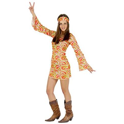Foxxeo buntes 60er 70er Jahre Hippie Kleid mit Stirnband für Damen sexy Karneval Fasching Kostüm Party Größe XS-XL Foxxeo buntes 60er 70er Jahre Hippie Kleid mit Stirnband für Damen sexy Karneval Fasching Kostüm Party Größe XS-XL
