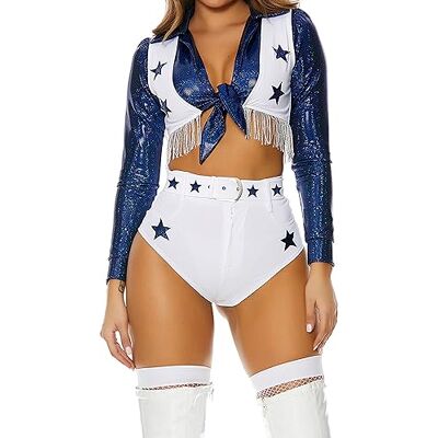 Forplay Damen Seeing Stars Sexy Cheerleader Kostüm, Weiss/opulenter Garten, L-XL Forplay Damen Seeing Stars Sexy Cheerleader Kostüm, Weiss/opulenter Garten, L-XL