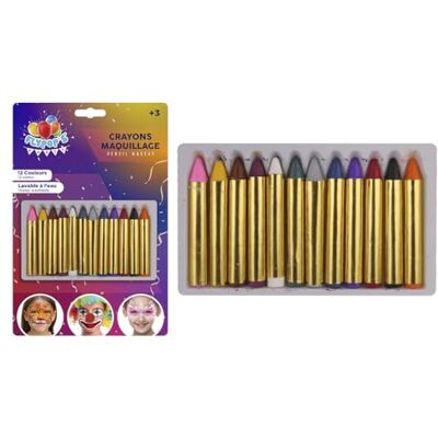 FLYPOP'S Make-up-Stifte – festliches Make-up – 259211 – 12 Farben – empfindliche Haut – im Labor getestet – Party – Karneval – Geburtstag – Kinder – Kostüm – ab 3 Jahren FLYPOP'S Make-up-Stifte – festliches Make-up – 259211 – 12 Farben – empfindliche Haut – im Labor getestet – Party – Karneval – Geburtstag – Kinder – Kostüm – ab 3 Jahren