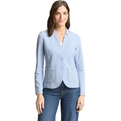 TOM TAILOR Damen 1038703 Basic Ottoman Blazer mit Taschen, 36520 Kentucky Blue Melange, S TOM TAILOR Damen 1038703 Basic Ottoman Blazer mit Taschen, 36520 Kentucky Blue Melange, S