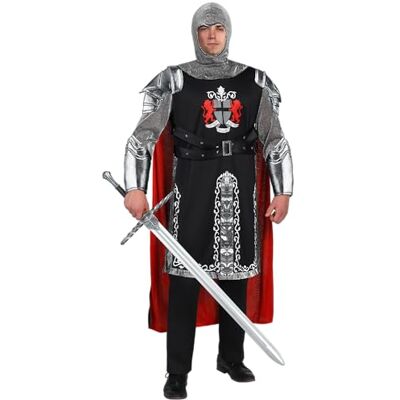 Spooktacular Creations Herren Ritter Cape Tunika Hood Set, Erwachsene California Kostüm Kollektion, Schwarzer Drache Ritter Kostüm für Halloween Dress Up Cosplay Party (XL) Spooktacular Creations Herren Ritter Cape Tunika Hood Set, Erwachsene California Kostüm Kollektion, Schwarzer Drache Ritter Kostüm für Halloween Dress Up Cosplay Party (XL)