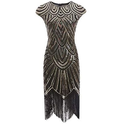 shoperama 20er Jahre Charleston Kleid Pailletten Fransen Flapper Gatsby 20's Fransenkleid Damen-Kostüm shoperama 20er Jahre Charleston Kleid Pailletten Fransen Flapper Gatsby 20's Fransenkleid Damen-Kostüm