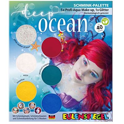 Eulenspiegel 207017 Schmink-Palette Deep Ocean, Anleitung für 5 Meeres Masken, Kinderschminke, Faschingsschminke Eulenspiegel 207017 Schmink-Palette Deep Ocean, Anleitung für 5 Meeres Masken, Kinderschminke, Faschingsschminke