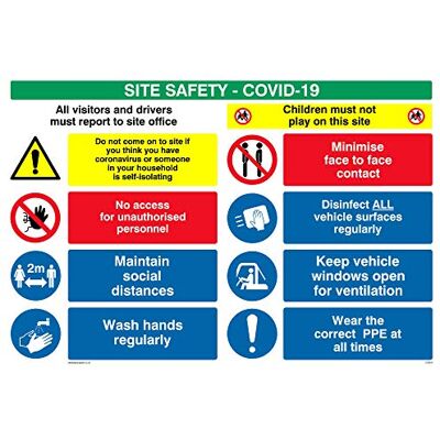 Viking CC6015-A4L-5C englisches Schild „Site safety“ Covid 19 Viking CC6015-A4L-5C englisches Schild „Site safety“ Covid 19