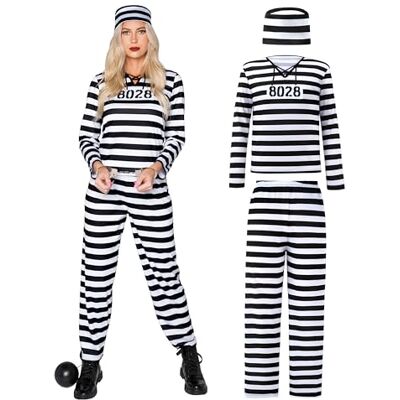 Spooktacular Creations Erwachsene Damen Jailbird Gefangenenkostüm für Halloween-Ankleideparty, Cosplay-Mottoparty Spooktacular Creations Erwachsene Damen Jailbird Gefangenenkostüm für Halloween-Ankleideparty, Cosplay-Mottoparty