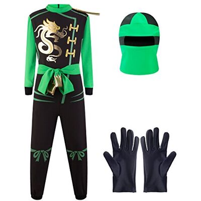 Katara 1771 Ninja Kostüm Anzug, Kinder, Verkleidung Fasching Karneval, Größe M, Grün Schwarz Katara 1771 Ninja Kostüm Anzug, Kinder, Verkleidung Fasching Karneval, Größe M, Grün Schwarz