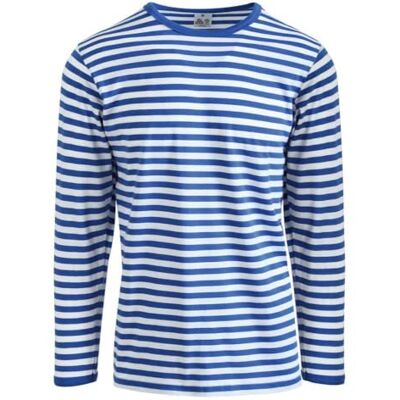 FRIES Ringelpulli aus Baumwolle Langarm Ringelshirt für Fasching & Karneval Marine Ringel-Shirt Unisex Erwachsene FRIES Ringelpulli aus Baumwolle Langarm Ringelshirt für Fasching & Karneval Marine Ringel-Shirt Unisex Erwachsene
