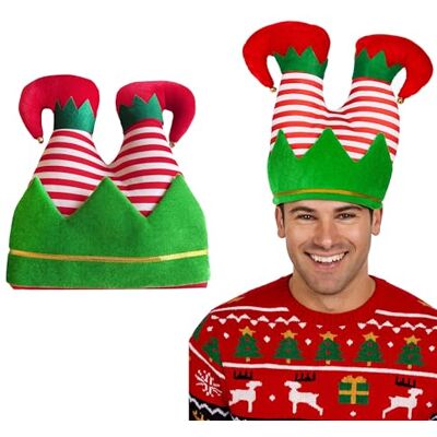 Henbrandt Premium Weihnachtsmütze mit Elfenbeinen, für Erwachsene, rot grün gestreift, Zuckerstange, festliches Kostümzubehör, Urlaub, Party, Verkleidung, Feiern, Themenveranstaltungen Henbrandt Premium Weihnachtsmütze mit Elfenbeinen, für Erwachsene, rot grün gestreift, Zuckerstange, festliches Kostümzubehör, Urlaub, Party, Verkleidung, Feiern, Themenveranstaltungen