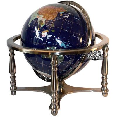 Unique Einzigartige Kunst 53,3 cm hoch Lapislazuli blau Ocean Tisch Top Edelstein World Globe mit 4 Bein Silber Ständer Unique Einzigartige Kunst 53,3 cm hoch Lapislazuli blau Ocean Tisch Top Edelstein World Globe mit 4 Bein Silber Ständer