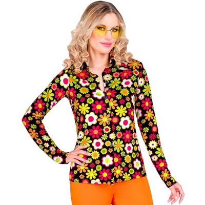 W WIDMANN MILANO Party Fashion Hippie Bluse Damen, 60er Jahre Flower Power Oberteil für Karneval, Mottoparty W WIDMANN MILANO Party Fashion Hippie Bluse Damen, 60er Jahre Flower Power Oberteil für Karneval, Mottoparty