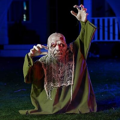 JOYIN Halloween animierter Zombie-Groundbreaker, Outdoor-Dekoration mit leuchtenden Augen, gruselige animatronische Dekorationen mit beweglichen Armen für Halloween-Party-Requisite und Rasen, Terrasse JOYIN Halloween animierter Zombie-Groundbreaker, Outdoor-Dekoration mit leuchtenden Augen, gruselige animatronische Dekorationen mit beweglichen Armen für Halloween-Party-Requisite und Rasen, Terrasse
