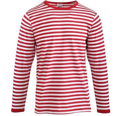 FRIES Ringelpulli aus Baumwolle Langarm Ringelshirt für Fasching & Karneval Marine Ringel-Shirt Unisex Erwachsene FRIES Ringelpulli aus Baumwolle Langarm Ringelshirt für Fasching & Karneval Marine Ringel-Shirt Unisex Erwachsene
