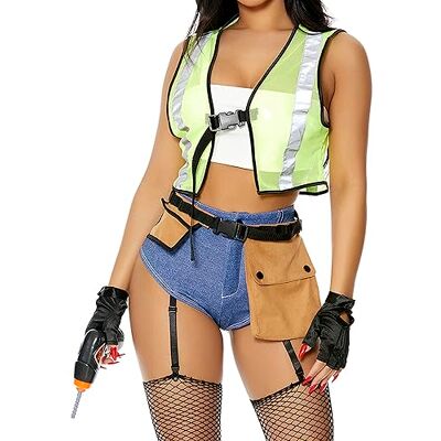 Forplay Bauarbeiter-Kostüm für Damen, gelb, L-XL Forplay Bauarbeiter-Kostüm für Damen, gelb, L-XL