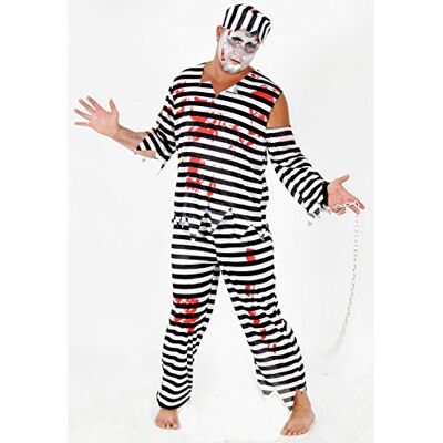 Foxxeo Zombie Sträfling Kostüm für Erwachsene Streflings Gefangene Kostüme Herren Halloween Horror Party Fasching Karneval Größe XL Foxxeo Zombie Sträfling Kostüm für Erwachsene Streflings Gefangene Kostüme Herren Halloween Horror Party Fasching Karneval Größe XL