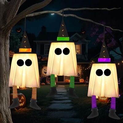 JOYIN 60cm 3 Stück Halloween-Geister-Dekorationen zum Aufhängen im Freien, warm leuchtende Geister-Baumdekoration mit Hexenhut und Timer, leuchtende Halloween-Dekorationen JOYIN 60cm 3 Stück Halloween-Geister-Dekorationen zum Aufhängen im Freien, warm leuchtende Geister-Baumdekoration mit Hexenhut und Timer, leuchtende Halloween-Dekorationen