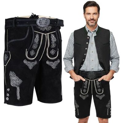 Bavaria Lederhose Herren kurz I 100% Echtleder I Trachtenlederhose mit Gürtel I Ideal für Dein Oktoberfest Herren Outfit I Traditionelle Trachtenhose I Braun, Dunkelbraun, Schwarz Gr. 44-60 Bavaria Lederhose Herren kurz I 100% Echtleder I Trachtenlederhose mit Gürtel I Ideal für Dein Oktoberfest Herren Outfit I Traditionelle Trachtenhose I Braun, Dunkelbraun, Schwarz Gr. 44-60