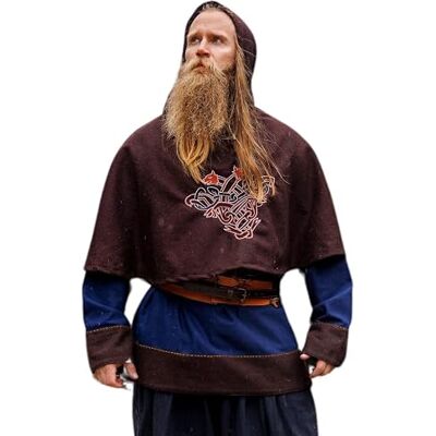Leonardo Carbone ® Unisex Wikinger Wollgugel Bjomolf mit Geri & Freki Gugel Mittelalter Kleidung Herren & Damen, Mittelalter Kopfbedeckung, Hobbit Kostüm, LARP, Wikinger, Halloween, Karneval Leonardo Carbone ® Unisex Wikinger Wollgugel Bjomolf mit Geri & Freki Gugel Mittelalter Kleidung Herren & Damen, Mittelalter Kopfbedeckung, Hobbit Kostüm, LARP, Wikinger, Halloween, Karneval