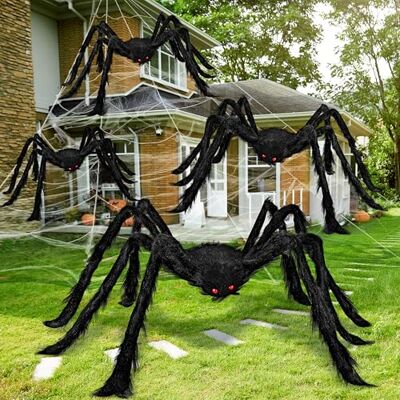JOYIN 4 Stück Halloween Realistisch Haarige Spinnen Set, Wertvolle Halloween Requisiten, Halloween Spinnen Set für Indoor und Outdoor Dekoration (Eine 120cm, Zwei 90cm und Eine 75cm) JOYIN 4 Stück Halloween Realistisch Haarige Spinnen Set, Wertvolle Halloween Requisiten, Halloween Spinnen Set für Indoor und Outdoor Dekoration (Eine 120cm, Zwei 90cm und Eine 75cm)