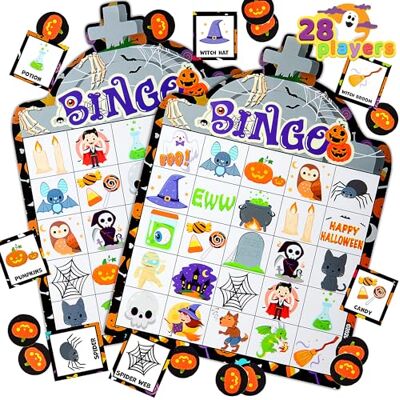 JOYIN 28 Halloween Bingo Spielkarten (5 x 5) für Kinder Halloween Party Kartenspiele, Schule Klassenzimmer Spiele, Trick oder Behandlung, Halloween Party Favors Supplies, Familienaktivität JOYIN 28 Halloween Bingo Spielkarten (5 x 5) für Kinder Halloween Party Kartenspiele, Schule Klassenzimmer Spiele, Trick oder Behandlung, Halloween Party Favors Supplies, Familienaktivität