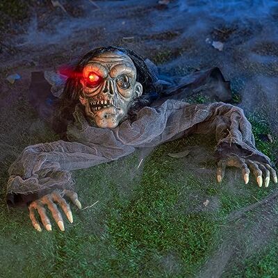 JOYIN Animierter Zombie Groundbreaker Mit Verwestem Gesicht Halloween Animatronic Dekorationen Mit Beweglichen Armen für Outdoor Hofdekor JOYIN Animierter Zombie Groundbreaker Mit Verwestem Gesicht Halloween Animatronic Dekorationen Mit Beweglichen Armen für Outdoor Hofdekor