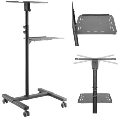 Maclean Mobiler Projektor Tisch Laptop Tisch Einstellbar Verstellbar von 95 bis 145 cm, neigbar um ±12°, 4 Rollen (davon 2 mit Bremse), 2 Arbeitsplatten, Stahlgestell, 10 kg Maclean Mobiler Projektor Tisch Laptop Tisch Einstellbar Verstellbar von 95 bis 145 cm, neigbar um ±12°, 4 Rollen (davon 2 mit Bremse), 2 Arbeitsplatten, Stahlgestell, 10 kg