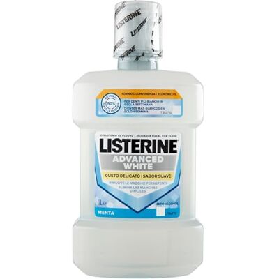 Listerine Advanced White Mundspülung mit zartem Minzgeschmack, Alkoholfreies Mundwasser für weiße Zähne und vollständige Mundhygiene, 1 l Listerine Advanced White Mundspülung mit zartem Minzgeschmack, Alkoholfreies Mundwasser für weiße Zähne und vollständige Mundhygiene, 1 l