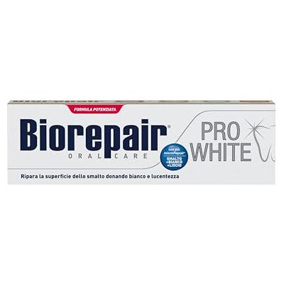 Biorepair , Pro White Zahnpasta, 12 Packungen à 75 ml, aufhellende Zahnpasta mit PVP-Polymer-Technologie, repariert Nagellack und Zahnstein für weiße und strahlende Zähne, ohne Fluorid Biorepair , Pro White Zahnpasta, 12 Packungen à 75 ml, aufhellende Zahnpasta mit PVP-Polymer-Technologie, repariert Nagellack und Zahnstein für weiße und strahlende Zähne, ohne Fluorid