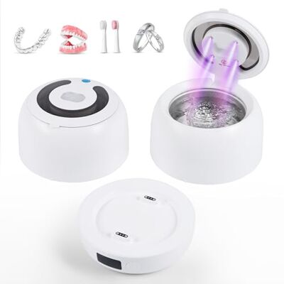 Carehabi Ultraschallreinigungsgerät Zahnschiene & Prothesen 45kHz Dental Pod mit UV-Licht & Abnehmbarem 200ml Tank (1 Basis + 2 abnehmbare Tanks) Carehabi Ultraschallreinigungsgerät Zahnschiene & Prothesen 45kHz Dental Pod mit UV-Licht & Abnehmbarem 200ml Tank (1 Basis + 2 abnehmbare Tanks)