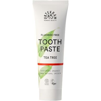 Urtekram Teebaum Zahnpasta Bio – Wohltuende Pflege für empfindliche Zähne – Fluoridfreie Zahnpasta – Veganer & natürlicher Ursprung – Dental, 75 ml (1er Pack) Urtekram Teebaum Zahnpasta Bio – Wohltuende Pflege für empfindliche Zähne – Fluoridfreie Zahnpasta – Veganer & natürlicher Ursprung – Dental, 75 ml (1er Pack)