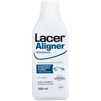 Lacer Aligner Mundspülung für unsichtbare Kieferorthopädie und Brackets, gegen Karies und Plaque, schützt Zahnschmelz und Zahnfleisch, alkoholfrei, langanhaltende Frische, glutenfrei, 500 ml Lacer Aligner Mundspülung für unsichtbare Kieferorthopädie und Brackets, gegen Karies und Plaque, schützt Zahnschmelz und Zahnfleisch, alkoholfrei, langanhaltende Frische, glutenfrei, 500 ml