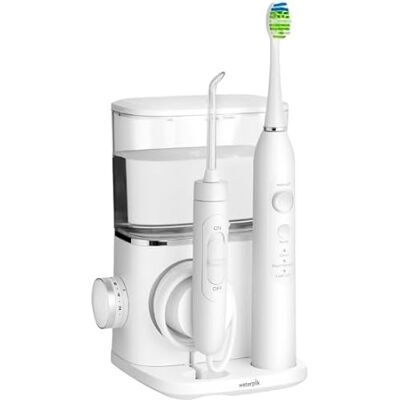 Waterpik Sensonic Complete Care Water Flosser, Rechargeable Electric Toothbrush and Water Flosser Combo Set, CC-04, White, Waterpik Sensonic Complete Care Water Flosser, Rechargeable Electric Toothbrush and Water Flosser Combo Set, CC-04, White,