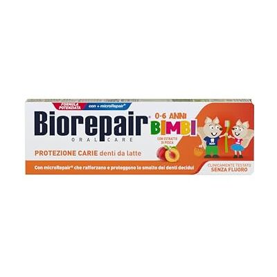 Biorepair , Kinderzahnpasta 0-6 Jahre, 12 Packungen mit je 50 ml, Zahnpasta für Kinder ohne Fluorid, Pfirsichgeschmack, Anticarien, für gesundes Zahnfleisch Biorepair , Kinderzahnpasta 0-6 Jahre, 12 Packungen mit je 50 ml, Zahnpasta für Kinder ohne Fluorid, Pfirsichgeschmack, Anticarien, für gesundes Zahnfleisch