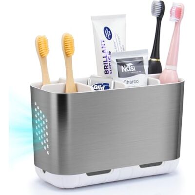 toprance Zahnbürstenhalter 6 Fächer Badezimmer Zahnbürste Organizer mit Drainagelöchern, Abnehmbar Waschbecken Organizer für Elektrische Zahnbürste, Zahnpasta, Mundspülung, Familie Toothbrush Holder toprance Zahnbürstenhalter 6 Fächer Badezimmer Zahnbürste Organizer mit Drainagelöchern, Abnehmbar Waschbecken Organizer für Elektrische Zahnbürste, Zahnpasta, Mundspülung, Familie Toothbrush Holder