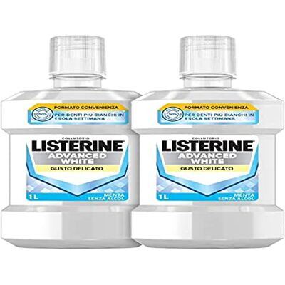 Listerine Advanced White Mundspülung mit zartem Minzgeschmack, alkoholfreies Mundwasser für weiße Zähne und vollständige Mundhygiene – 2 x 1 l – Exklusiv von Amazon Listerine Advanced White Mundspülung mit zartem Minzgeschmack, alkoholfreies Mundwasser für weiße Zähne und vollständige Mundhygiene – 2 x 1 l – Exklusiv von Amazon