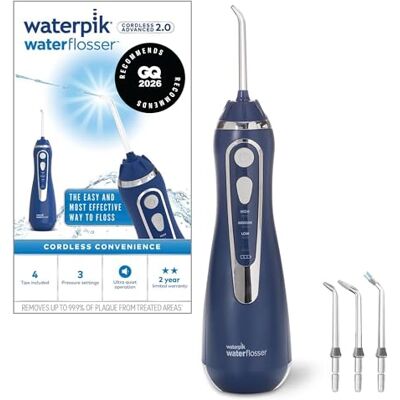 Waterpik Advanced Waterflosser kabellos, Testsieger 2024, Precision Pulse Technology, bis zu 99,9 Prozent Plaque Entfernung, 4x Aufsätze, 3 Modi, Zahnzwischenraumreiniger, Induktionsladesystem, Blau Waterpik Advanced Waterflosser kabellos, Testsieger 2024, Precision Pulse Technology, bis zu 99,9 Prozent Plaque Entfernung, 4x Aufsätze, 3 Modi, Zahnzwischenraumreiniger, Induktionsladesystem, Blau