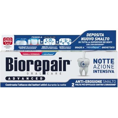 Biorepair , Advanced Zahnpasta für die Nacht, intensiv gegen Erosion, 3 Packungen à 75 ml, schützt und repariert den Zahnschmelz, antibakteriell, mit MicroRepair, PCA-Zink und Xylitol, für einen Biorepair , Advanced Zahnpasta für die Nacht, intensiv gegen Erosion, 3 Packungen à 75 ml, schützt und repariert den Zahnschmelz, antibakteriell, mit MicroRepair, PCA-Zink und Xylitol, für einen