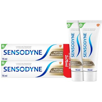 Sensodyne Multicare Zahnpasta, enthält Fluorid zum Schutz empfindlicher und weißer Zähne, hilft bei der Entlastung der Zahnempfindlichkeit, 2 x 75 ml Sensodyne Multicare Zahnpasta, enthält Fluorid zum Schutz empfindlicher und weißer Zähne, hilft bei der Entlastung der Zahnempfindlichkeit, 2 x 75 ml