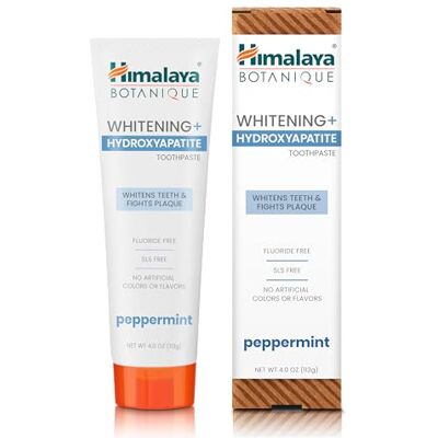 Himalaya Botanique Whitening+ Hydroxyapatite Zahnpasta, Hydroxylapatit (HA), Peppermint, fluoridfrei, Remineralisierung ab Tag 7, vegan, glutenfrei, 113g Himalaya Botanique Whitening+ Hydroxyapatite Zahnpasta, Hydroxylapatit (HA), Peppermint, fluoridfrei, Remineralisierung ab Tag 7, vegan, glutenfrei, 113g