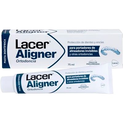 Lacer Aligner Zahnpasta für unsichtbare Kieferorthopädie und Brackets, 75 ml, gegen Karies und Plaque, Remineralisierend mit Fluor, schützt Zahnschmelz und Zahnfleisch, Minzgeschmack, tägliche Lacer Aligner Zahnpasta für unsichtbare Kieferorthopädie und Brackets, 75 ml, gegen Karies und Plaque, Remineralisierend mit Fluor, schützt Zahnschmelz und Zahnfleisch, Minzgeschmack, tägliche