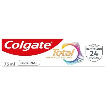 Colgate Total Aktive Zahnpasta, 75 ml, bekämpft die Hauptursachen von Mundgesundheitsproblemen 24 Stunden antibakterieller Schutz patentierte Technologie. Colgate Total Aktive Zahnpasta, 75 ml, bekämpft die Hauptursachen von Mundgesundheitsproblemen 24 Stunden antibakterieller Schutz patentierte Technologie.