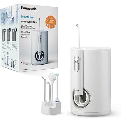 Panasonic EW1614AW503-PACK Familien-Munddusche, Munddusche für Zähne, Ultraschallstrahl, Kindermodus, 10 Druckeinstellungen, IPX7, Kieferorthopädie, 5 Düsen, Netzbetrieb, Weiß Panasonic EW1614AW503-PACK Familien-Munddusche, Munddusche für Zähne, Ultraschallstrahl, Kindermodus, 10 Druckeinstellungen, IPX7, Kieferorthopädie, 5 Düsen, Netzbetrieb, Weiß