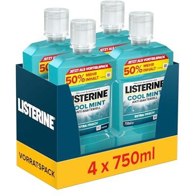 Listerine Cool Mint antibakterielle Mundspülung, 4 x 750 ml Listerine Cool Mint antibakterielle Mundspülung, 4 x 750 ml