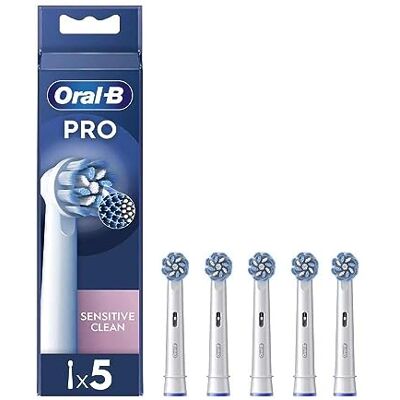 Oral-B Sensitive Clean elektrische Zahnbürstenköpfe, Packung mit 5 Ersatzbürsten, reinigt empfindliche und entzündete Bereiche, entfernt bis zu 100% mehr Plaque Oral-B Sensitive Clean elektrische Zahnbürstenköpfe, Packung mit 5 Ersatzbürsten, reinigt empfindliche und entzündete Bereiche, entfernt bis zu 100% mehr Plaque